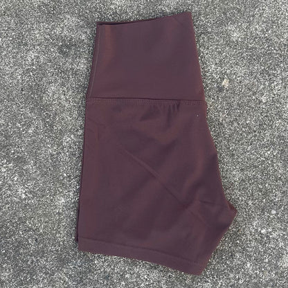 High-Waist Nylon Yoga Shorts in Peach