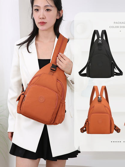 Women's Black Polyester Chest Bag with Anti-Splash Feature