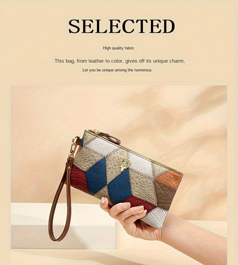 Small Square PU Clutch Bag with Color Contrast