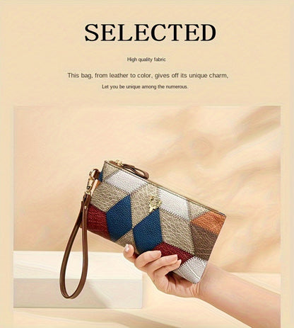 Small Square PU Clutch Bag with Color Contrast