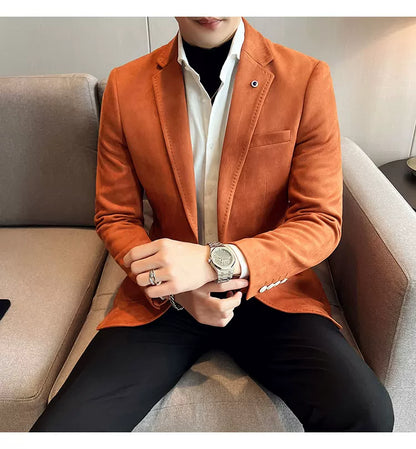 Men's Slim Fit Velvet Blazer Coat for Business and Weddings