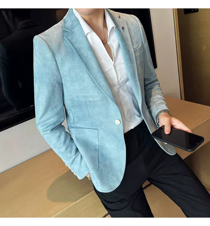 Men's Slim Fit Velvet Blazer Coat for Business and Weddings