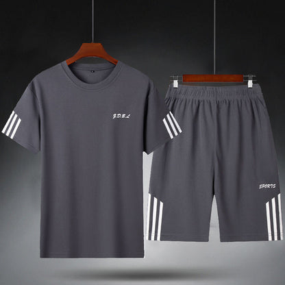 Men's Summer Fitness Sweat Suit with Quick-Drying T-Shirt and Shorts