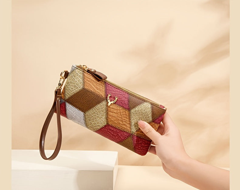 Small Square PU Clutch Bag with Color Contrast