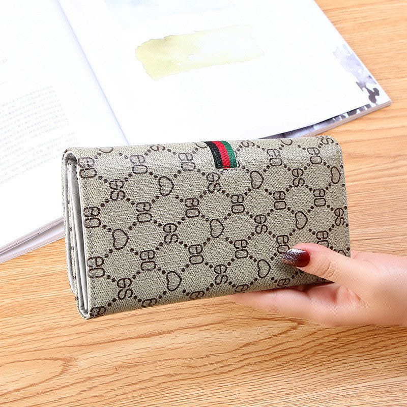 Gray PVC Long Wallet for Women Multi-Functional Card Holder
