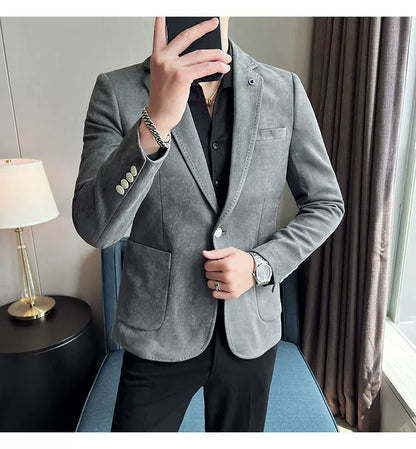 Men's Slim Fit Velvet Blazer Coat for Business and Weddings