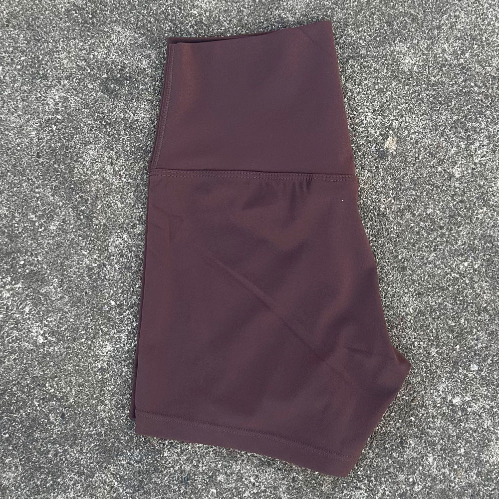 High-Waist Nylon Yoga Shorts in Peach