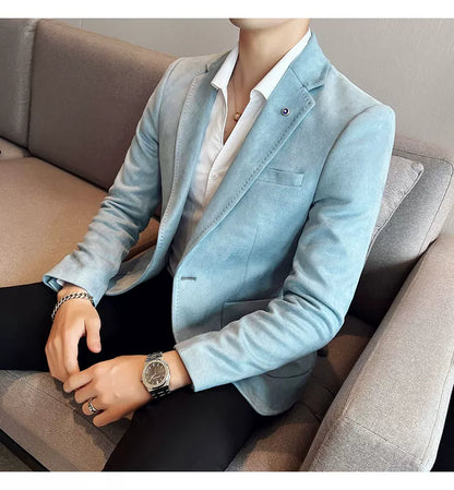 Men's Slim Fit Velvet Blazer Coat for Business and Weddings