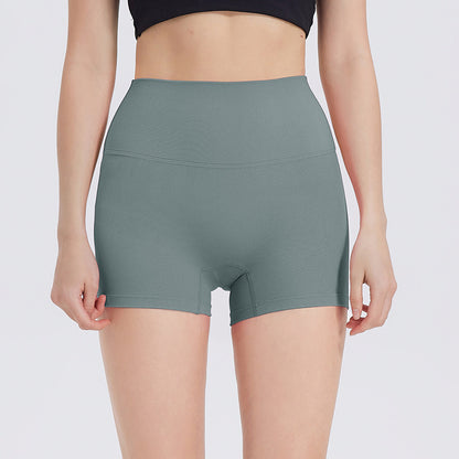 High-Waist Nylon Yoga Shorts in Peach