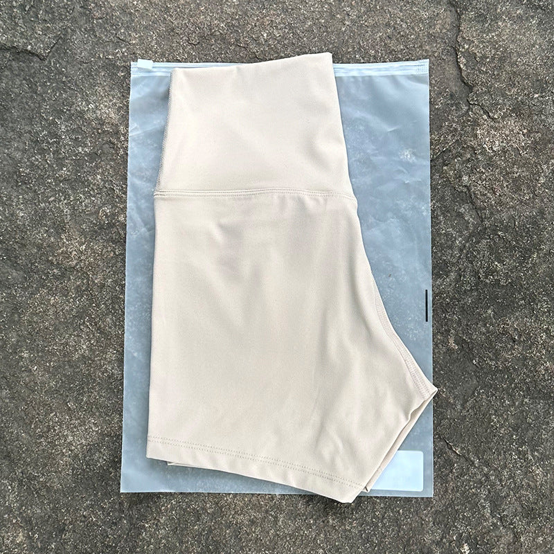 High-Waist Nylon Yoga Shorts in Peach