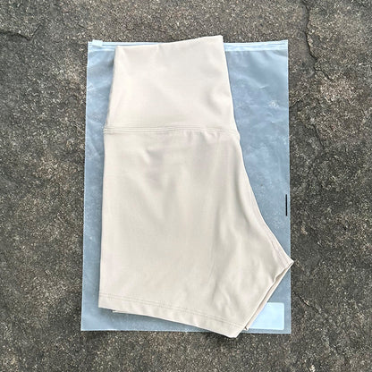 High-Waist Nylon Yoga Shorts in Peach