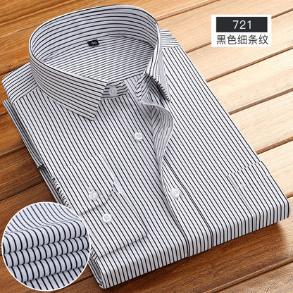 Striped Long-Sleeved Shirt for Men, Cotton Blend, Breathable