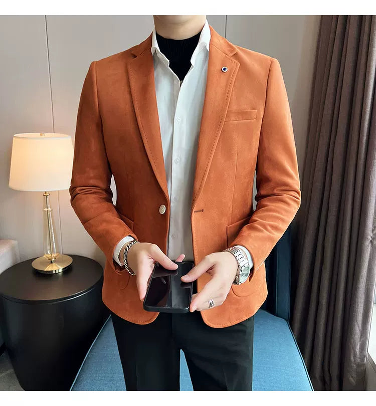 Men's Slim Fit Velvet Blazer Coat for Business and Weddings