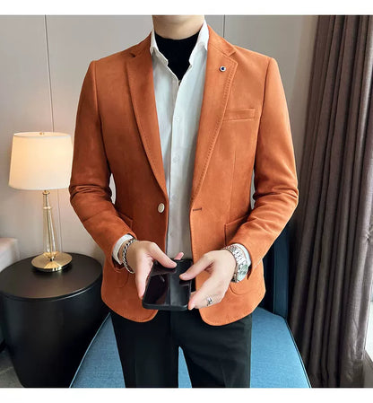 Men's Slim Fit Velvet Blazer Coat for Business and Weddings