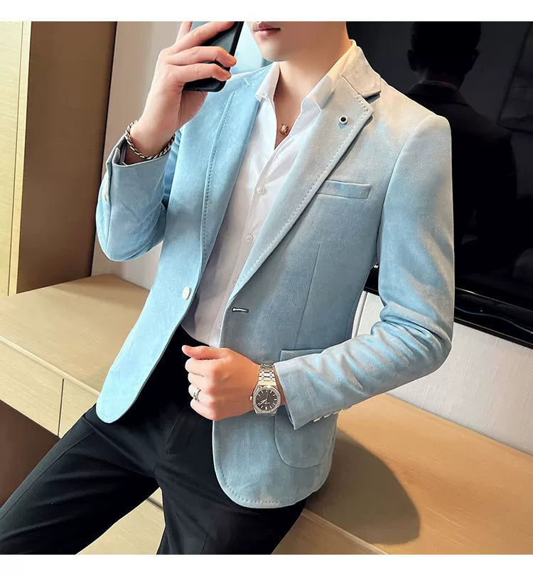 Men's Slim Fit Velvet Blazer Coat for Business and Weddings