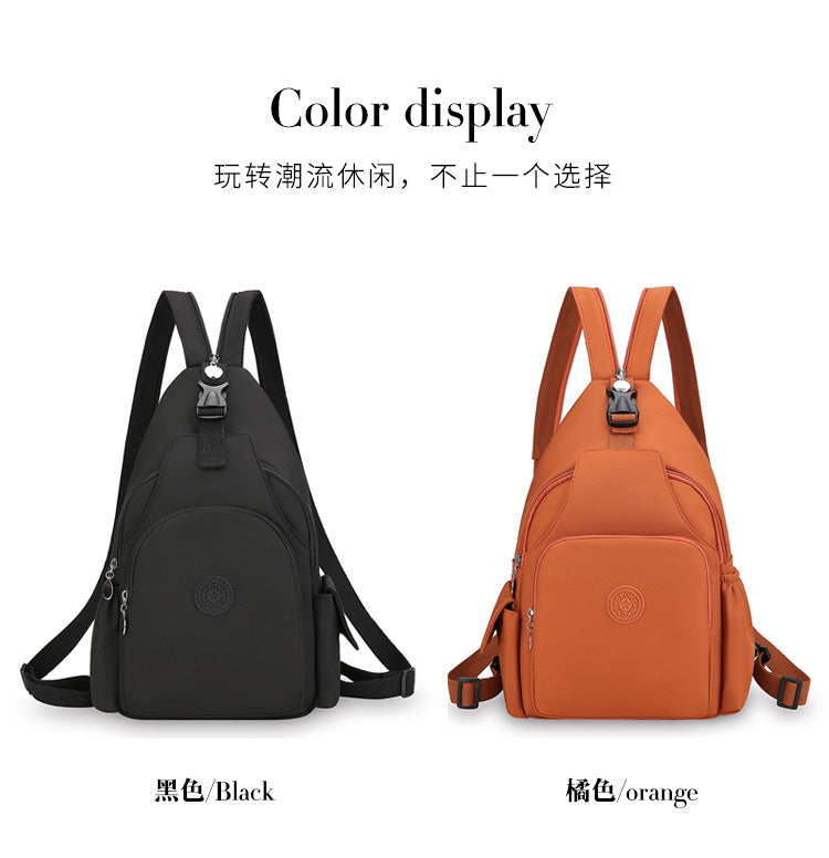 Women's Black Polyester Chest Bag with Anti-Splash Feature
