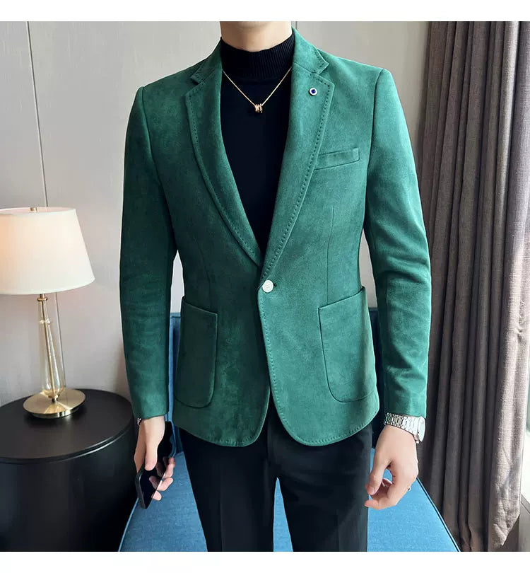 Men's Slim Fit Velvet Blazer Coat for Business and Weddings