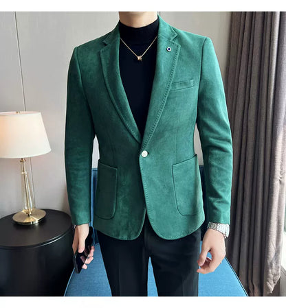 Men's Slim Fit Velvet Blazer Coat for Business and Weddings