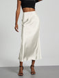 Elegant Satin Midi Skirt in Solid Colors