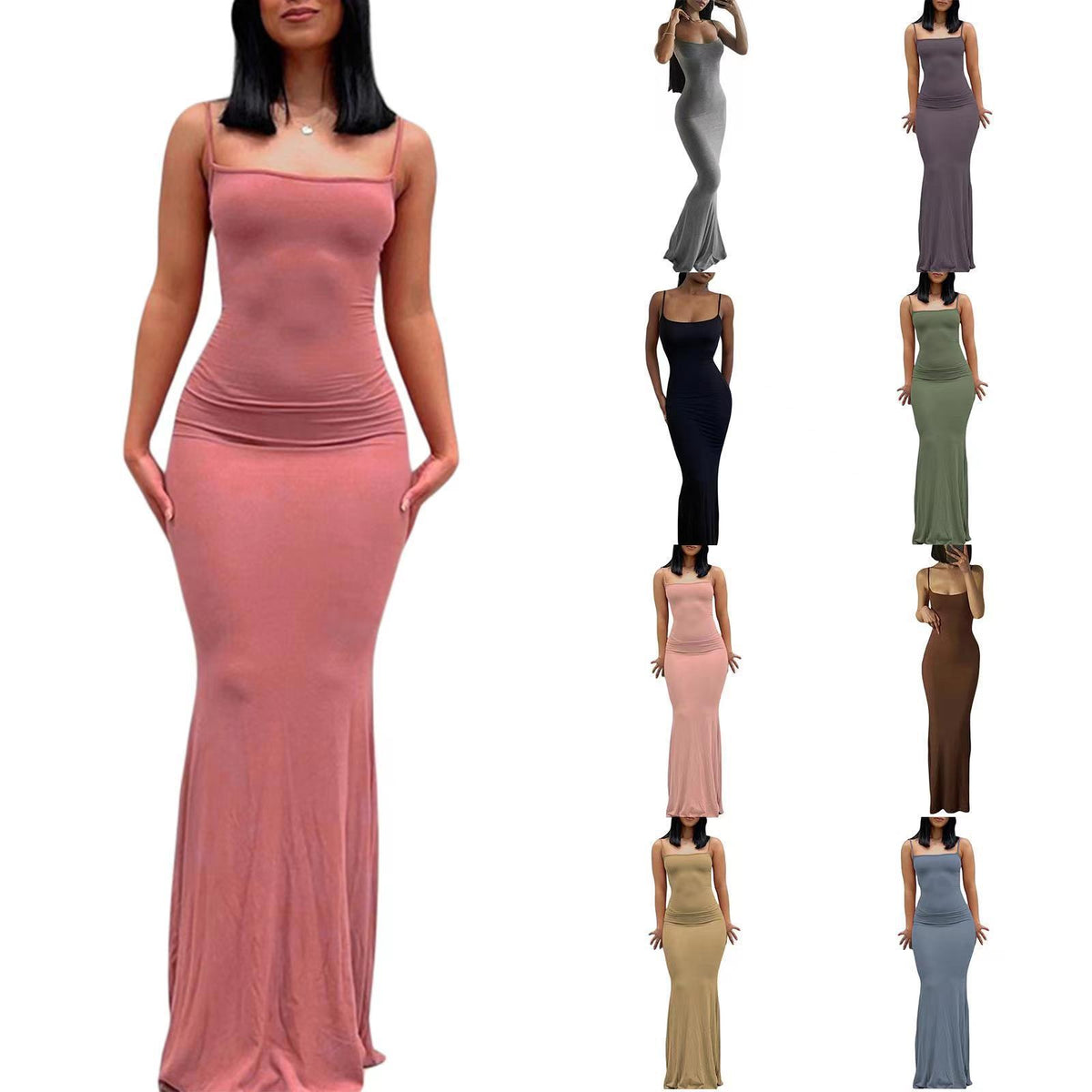 Slim Fit Milk Silk Fishtail Dress for Women