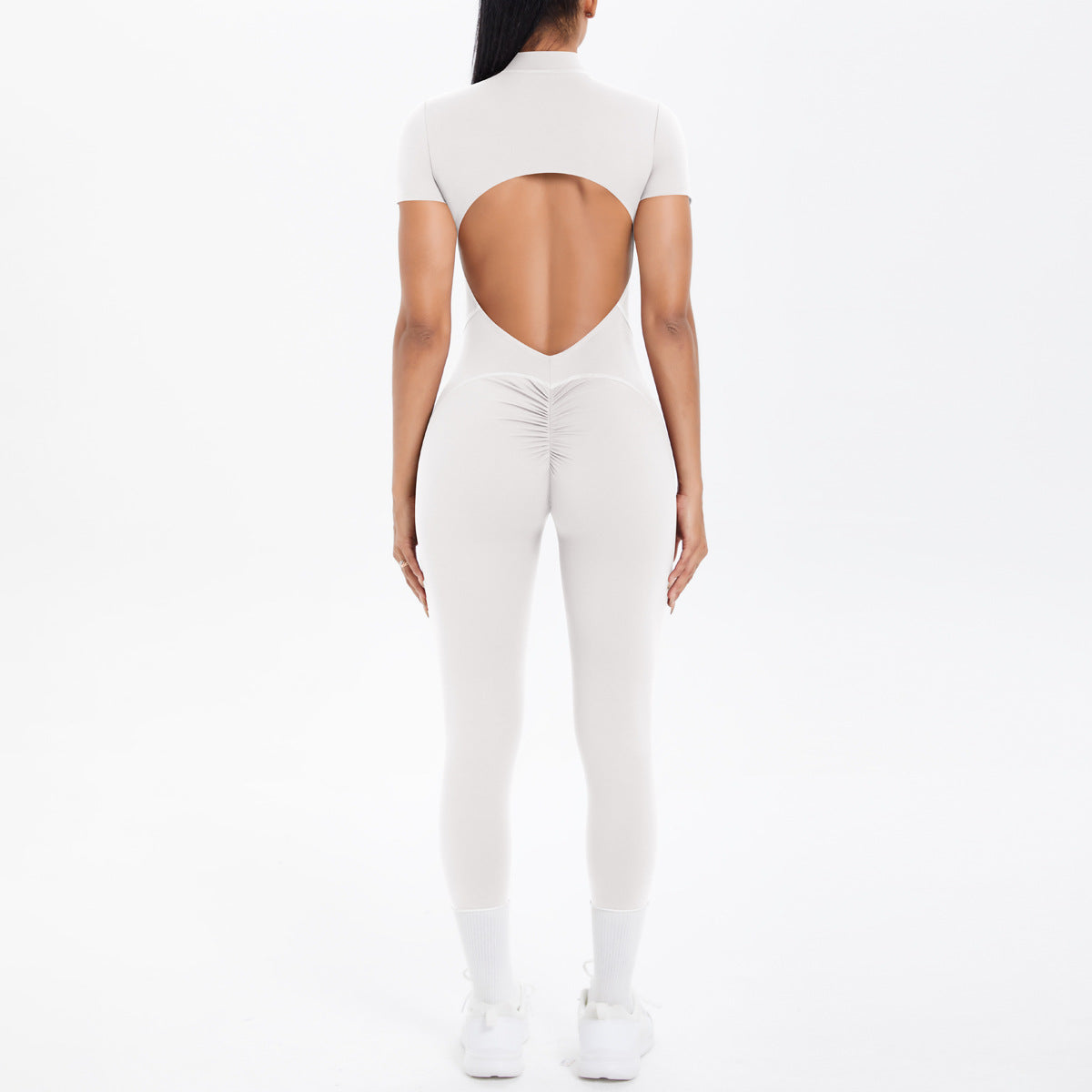 Backless Bodycon Scrunch Jumpsuit for Women Yoga Fitness