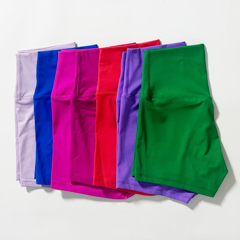 High-Waist Nylon Yoga Shorts in Peach