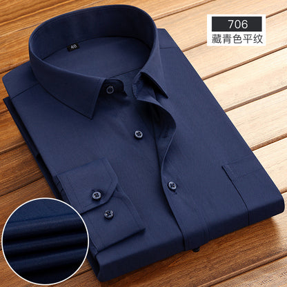 Striped Long-Sleeved Shirt for Men, Cotton Blend, Breathable