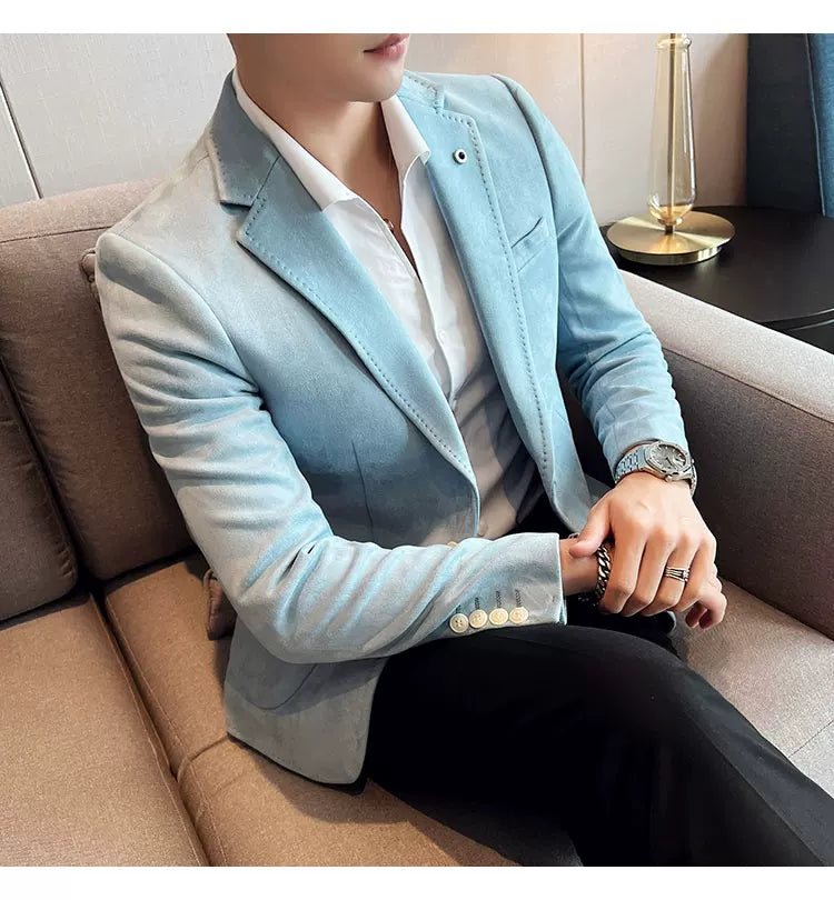 Men's Slim Fit Velvet Blazer Coat for Business and Weddings