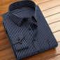 Striped Long-Sleeved Shirt for Men, Cotton Blend, Breathable