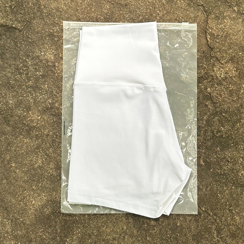 High-Waist Nylon Yoga Shorts in Peach