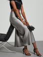 Elegant Satin Midi Skirt in Solid Colors