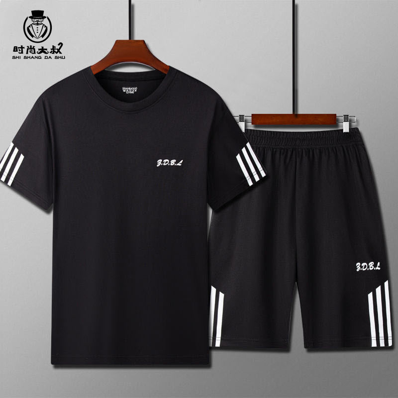 Men's Summer Fitness Sweat Suit with Quick-Drying T-Shirt and Shorts