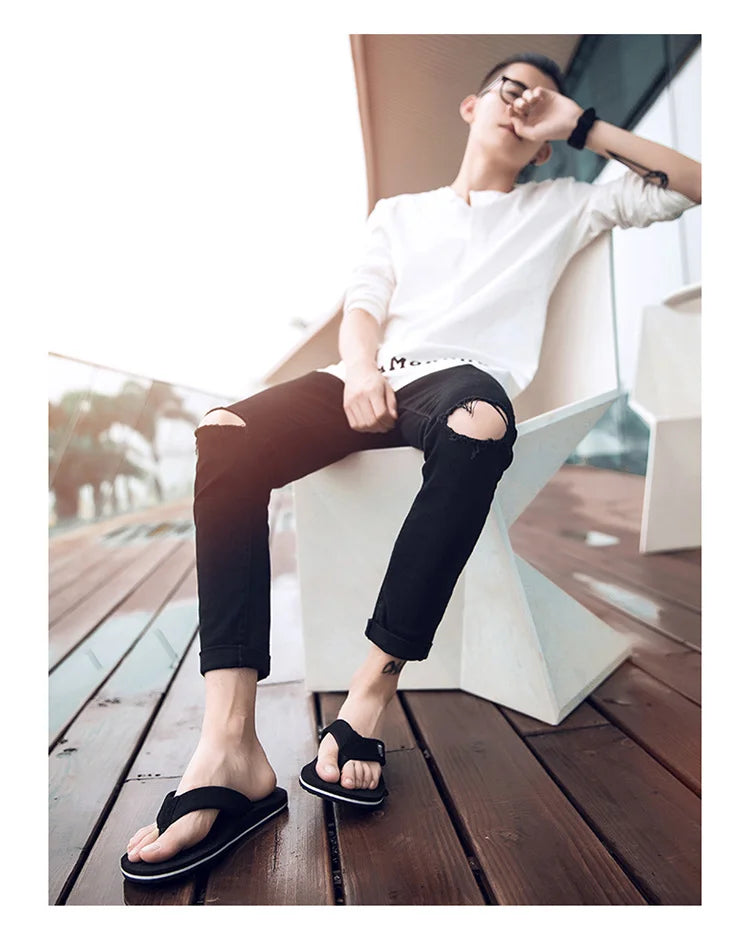 Men's Flip Flops Sandals in Beckham Black EVA