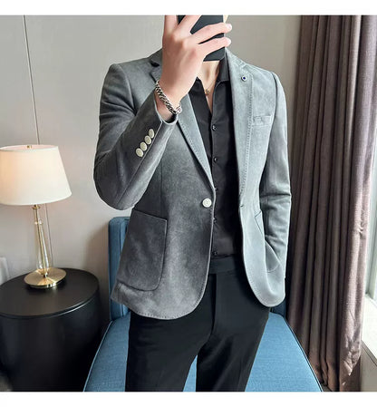 Men's Slim Fit Velvet Blazer Coat for Business and Weddings