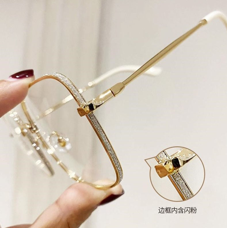 Anti-Blue Light Myopia Glasses Metal Frame Big Face