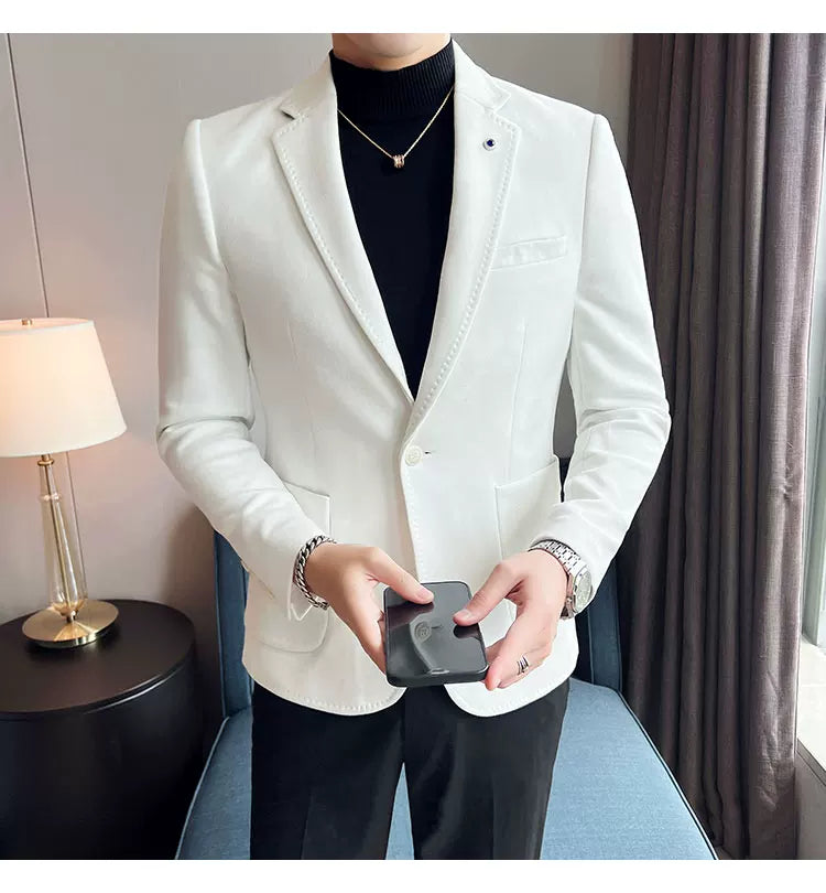 Men's Slim Fit Velvet Blazer Coat for Business and Weddings