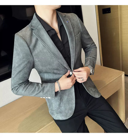 Men's Slim Fit Velvet Blazer Coat for Business and Weddings
