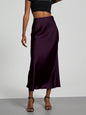Elegant Satin Midi Skirt in Solid Colors