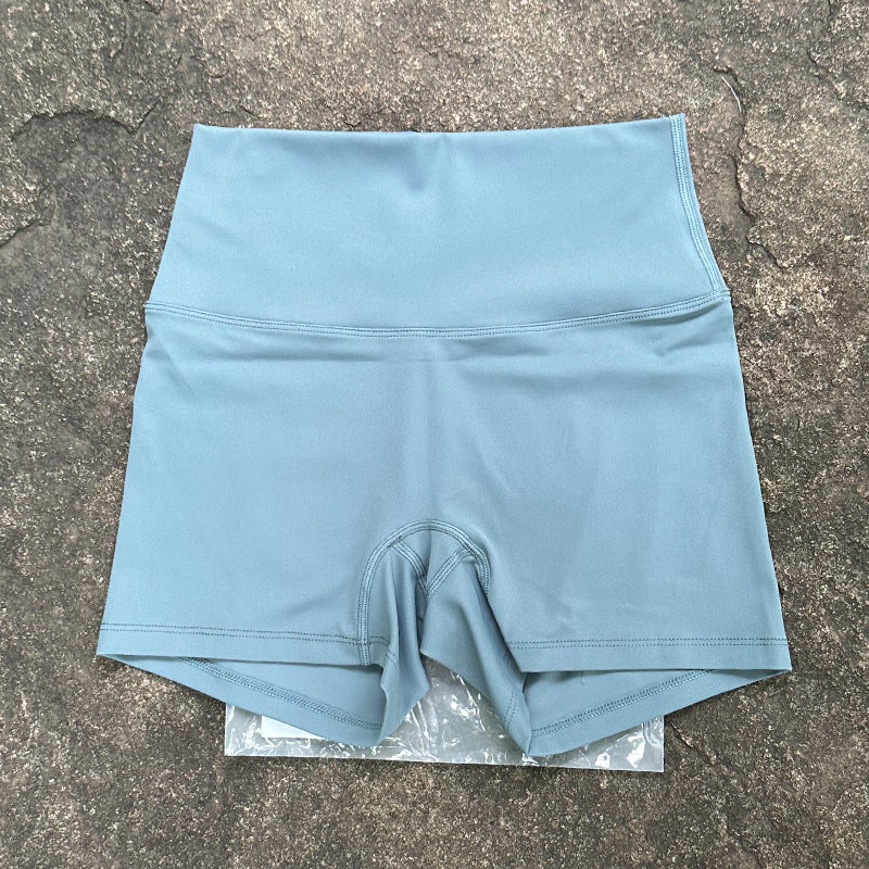 High-Waist Nylon Yoga Shorts in Peach