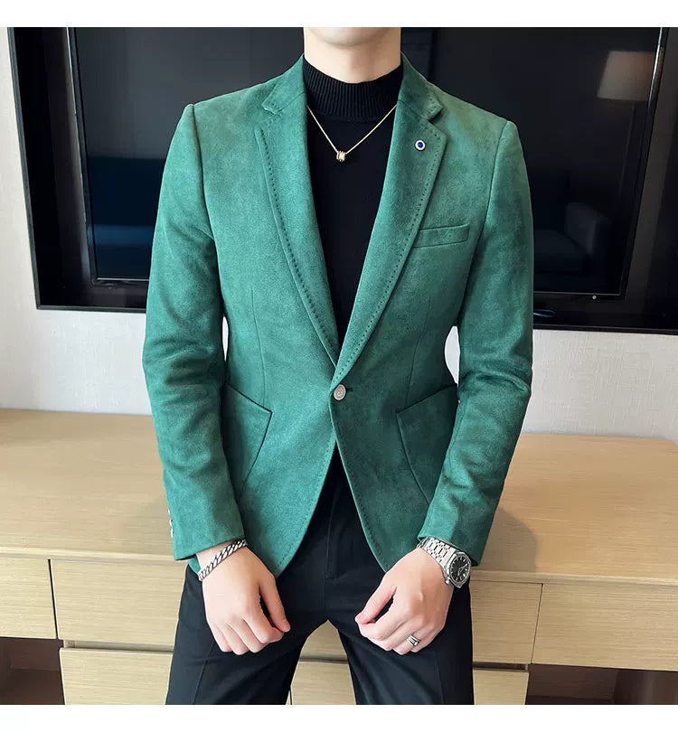 Men's Slim Fit Velvet Blazer Coat for Business and Weddings