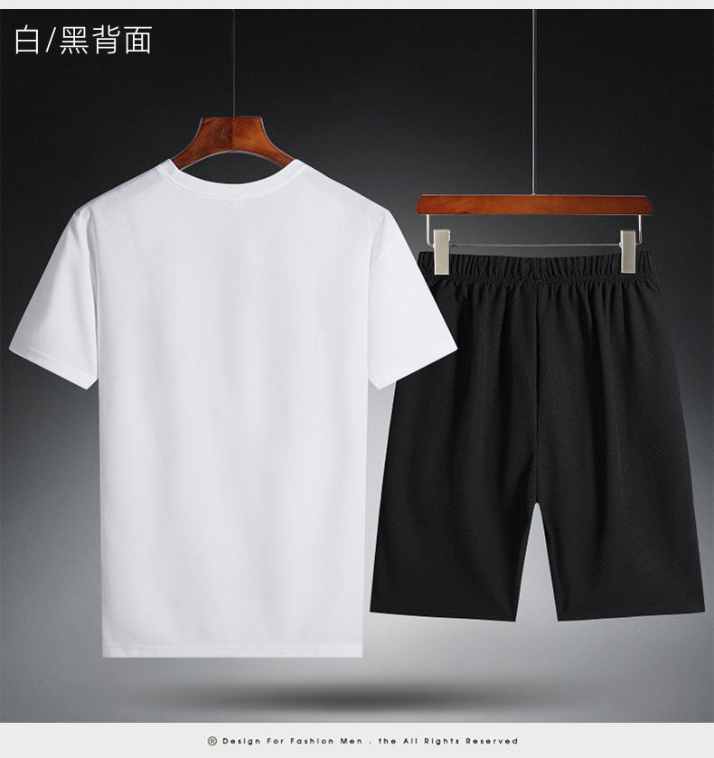 Men's Summer Fitness Sweat Suit with Quick-Drying T-Shirt and Shorts