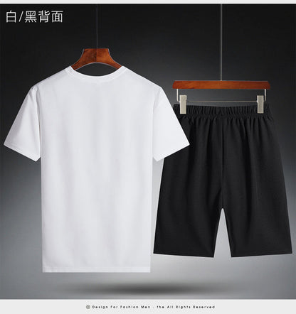 Men's Summer Fitness Sweat Suit with Quick-Drying T-Shirt and Shorts