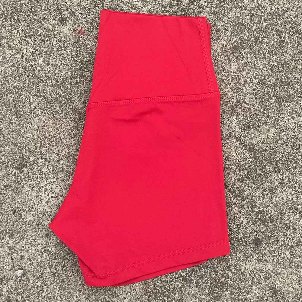 High-Waist Nylon Yoga Shorts in Peach