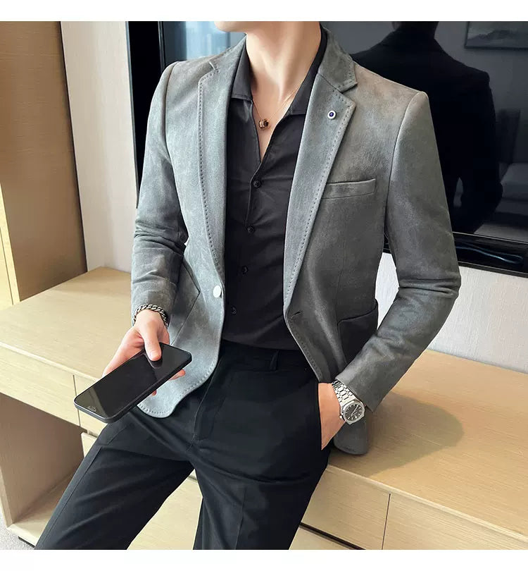 Men's Slim Fit Velvet Blazer Coat for Business and Weddings