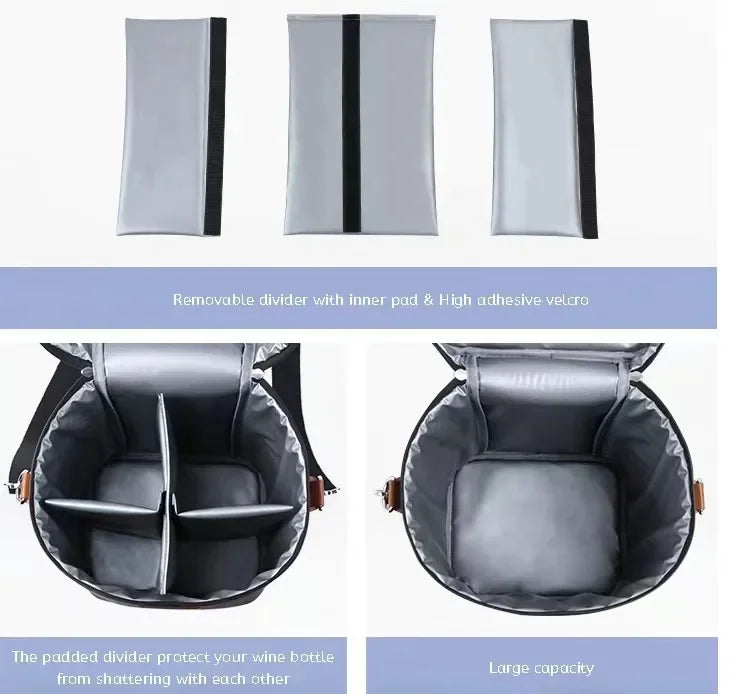 Red Wine Thermos Bag for 4 Bottles Outdoor Picnic