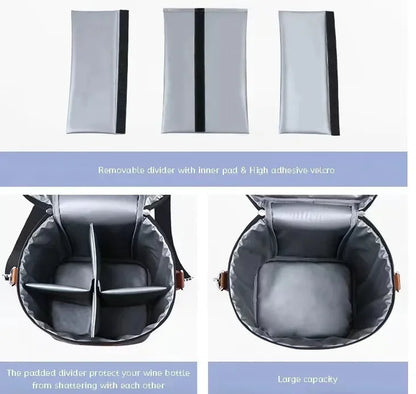 Red Wine Thermos Bag for 4 Bottles Outdoor Picnic