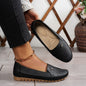 Large Size Women's Loafers in PU - Camel Color