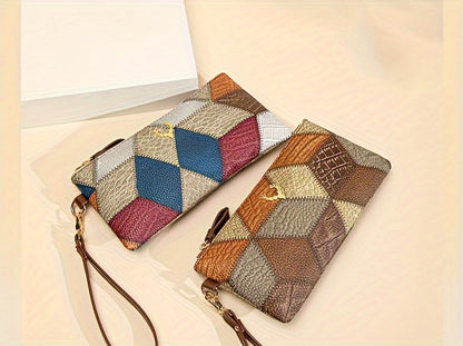 Small Square PU Clutch Bag with Color Contrast