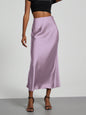 Elegant Satin Midi Skirt in Solid Colors
