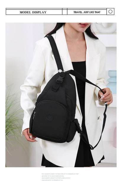 Women's Black Polyester Chest Bag with Anti-Splash Feature